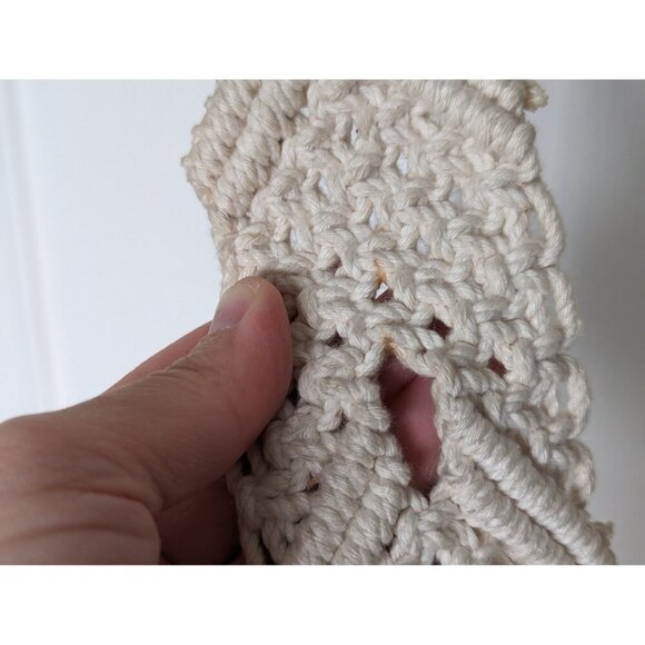 Vintage 1970s macrame wall hanging 49 x 23", boho fiber art home decor, - Picture 8 of 10
